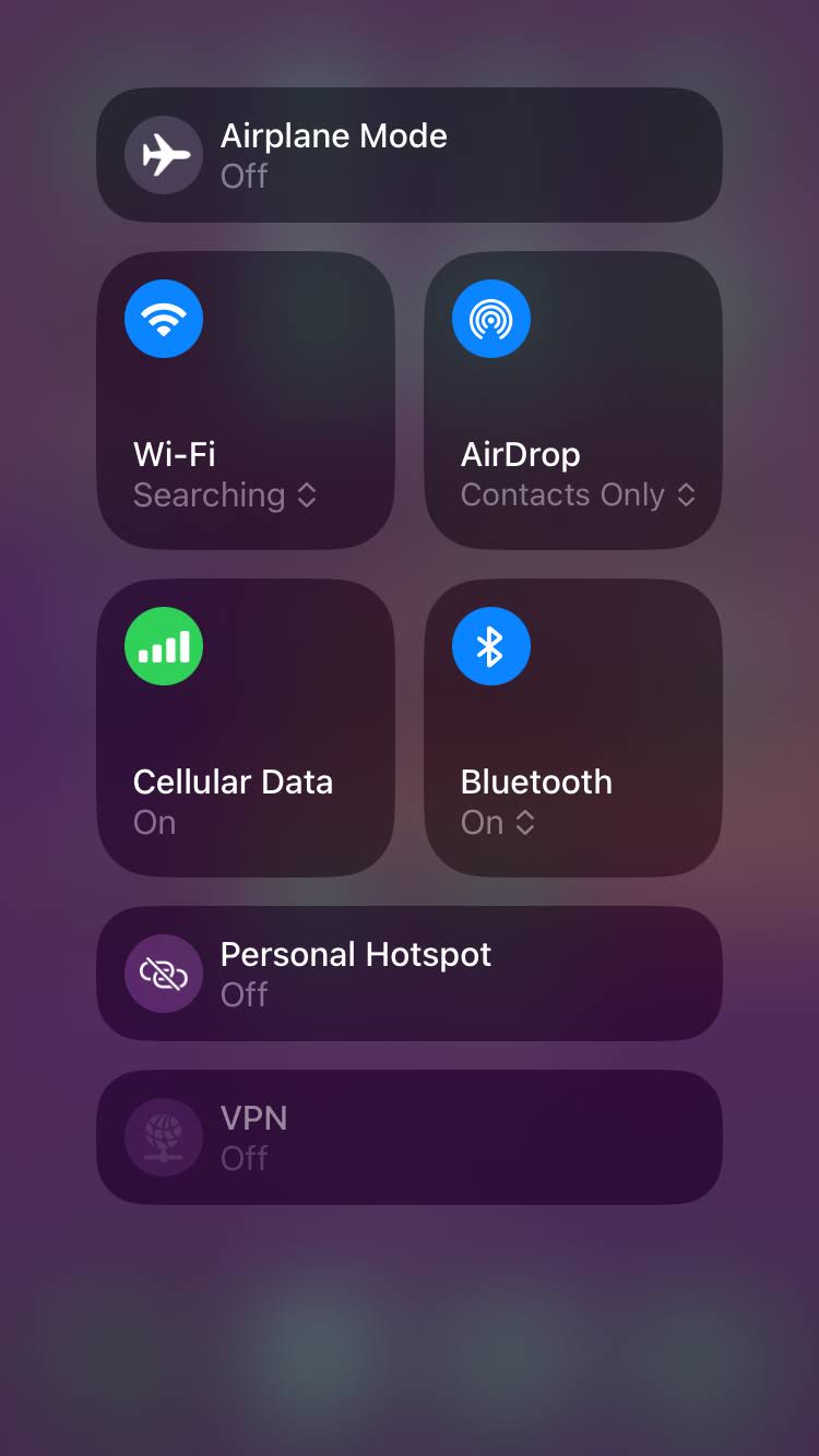 Screenshot of the expanded Connectivity group of controls